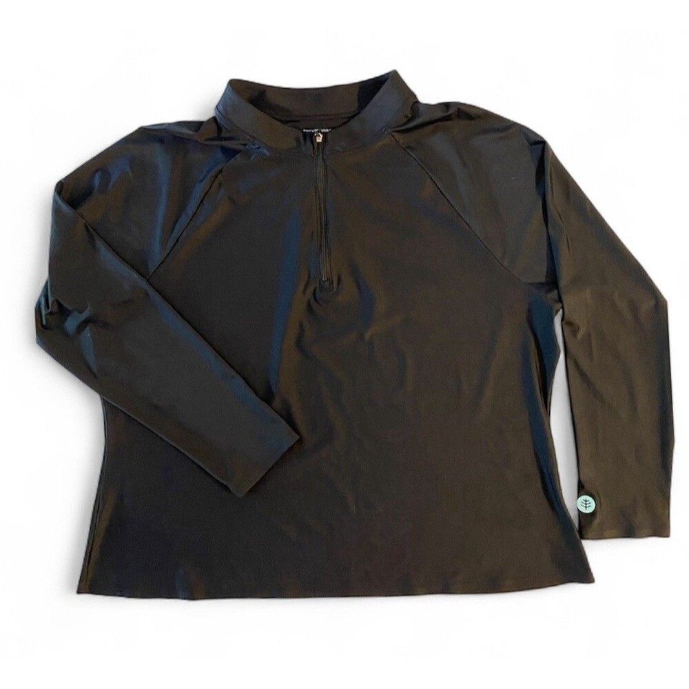 Coolibar UPF 50+ 1/4 Zip Shirt XXL Rash Guard Sun Protective Black Bal Harbour